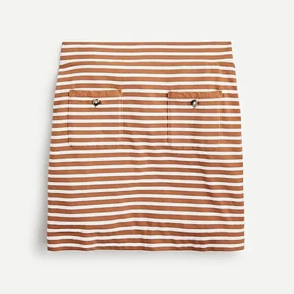 J. Crew | Knit Mini Skirt in Pecan Natural Gigi Stripe | M - Picture 1 of 7